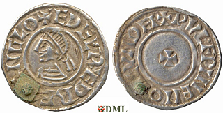 Денарий, Англия, Æthelred II (978-1016), м.д. London, монетарий Wulfwine, North 777