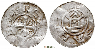 Денарий, Германия, Саксония, Нижняя Саксония, Otto III (983-1002), м.д. Goslar, type OAP