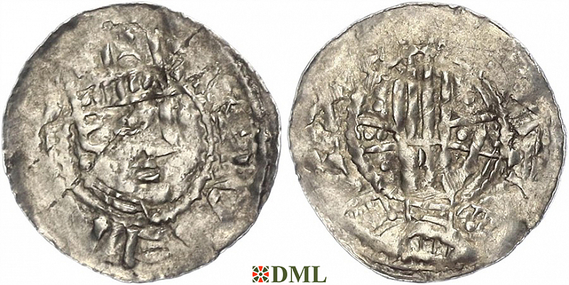 Денарий, Германия, Швабия, Heinrich II (1002-1024), м.д. Esslingen, Dbg. 951