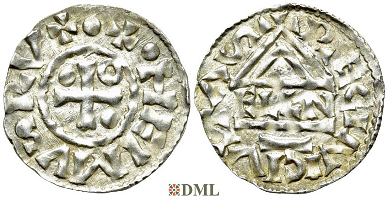 Денарий, Германия, Бавария, Hg. Heinrich II (985-995), м.д. Regensburg, монетарий ELLN, Hahn 1976, 22c2