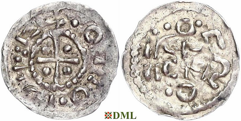 Денарий, Германия, Швабия, Otto I - Otto III (973-1002), м.д. Esslingen, Dbg. 1271