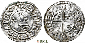 Денарий, Англия, Æthelred II (978-1016), м.д. Bedford, монетарий Leofnoth, North 770