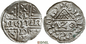 Денарий, Германия, Бавария, Heinrich V (1018-1023), м.д. Regensburg, монетарий AZO, Hahn 1976, 31b1.3