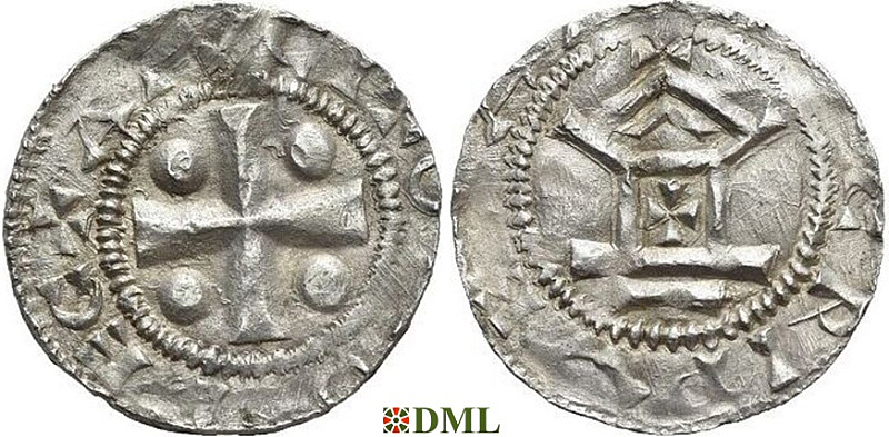 Денарий, Германия, Франкония, Otto II - Otto III (973-1002), м.д. Speyer, Dbg. 825