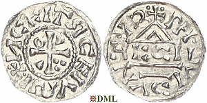 Денарий, Германия, Бавария, Heinrich II (1002-1024), м.д. Regensburg, монетарий HECIL, Hahn 1976, 27e1