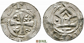 Денарий, Германия, Саксония, Otto III (983-1002), м.д. Goslar, type OAP