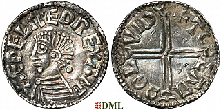 Денарий, Англия, Æthelred II (978-1016), м.д. London, монетарий Toca, North 774