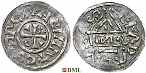 Денарий, Германия, Бавария, Heinrich II (1002-1024), м.д. Cham, монетарий HИƧ,  Hahn 1976, 80b2