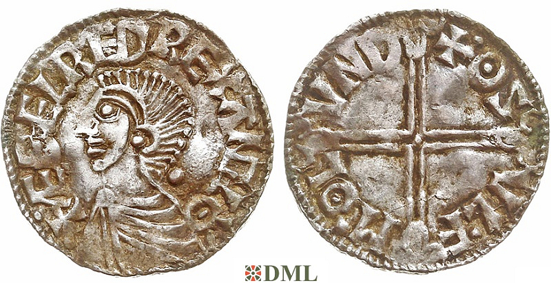 Денарий, Англия, Æthelred II (978-1016), м.д. London, монетарий Oswulf, North 774