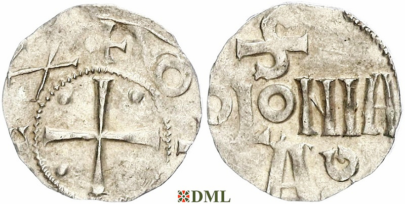 Денарий, Германия, Нижняя Лотарингия, Otto III (983-1002), м.д. Koln, Dbg. 331