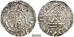 Денарий, Германия, Бавария, Heinrich II (955-976), м.д. Nabburg, монетарий MΛO, Hahn 1976, 68a1