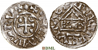 Денарий, Германия, Бавария, Heinrich II (985–995), м.д. Regensburg, монетарий ELLN, Hahn 1976, 22c2.2
