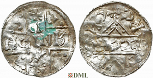 Денарий, Германия, Бавария, Heinrich V (1018-1026), м.д. Regensburg, монетарий ECCHO, Hahn 1976, 31d7