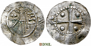 Денарий, Германия, Нижняя Лотарингия, Heinrich II (1002-1024), м.д. Deventer, Ilisch 2000, 1.8