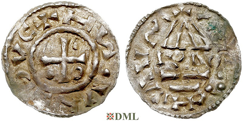 Денарий, Германия, Бавария, Hg. Heinrich II (985-995), м.д. Regensburg, монетарий ?, Hahn 1976, 22f1