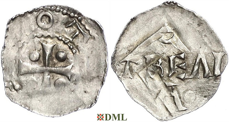 Денарий, Германия, Верхняя Лотарингия, Otto III (983-1002), м.д. Trier, Dbg. 461