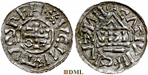 Денарий, Германия, Бавария, Heinrich II (1002-1024), м.д. Nabburg, монетарий IICIV, Hahn 1976, 74a1