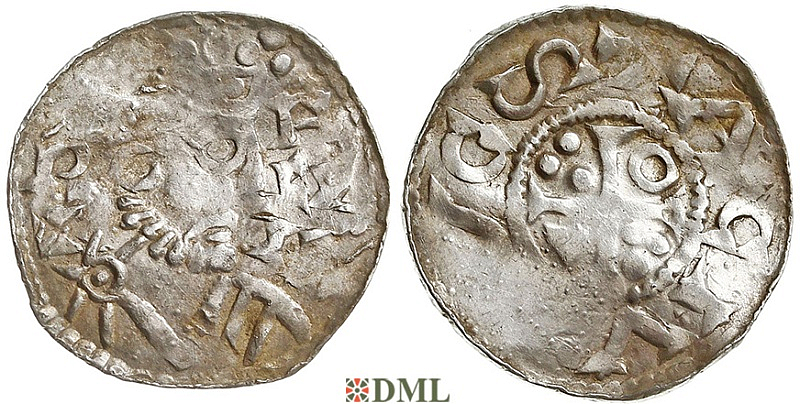 Денарий, Германия, Швабия, Heinrich II (1002-1024), м.д. Augsburg, Hahn 1976, 145.