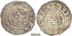 Денарий, Германия, Бавария, Henrich IV (1056-1106), м.д. Regensburg, Hahn 1976, 53