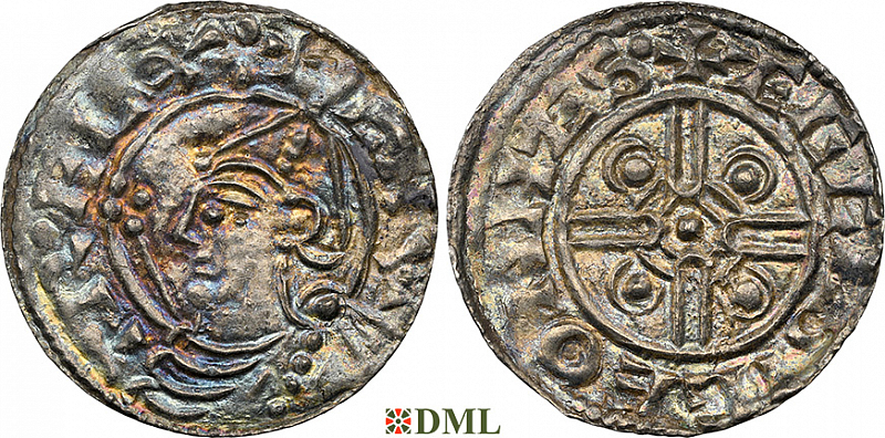 Денарий, Англия, Cnut  (1016-1035), м.д. Hastings, монетарий Ægelsige, North 787