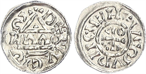 Обол, Германия, Бавария, Heinrich II (1002-1024), м.д. Regensburg, монетарий OWИ, Hahn 1976, 28