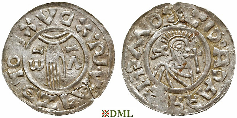 Денарий, Чехия, Boleslav II (972/973-999), м.д. Prague, монетарий Omeriz, Šmerda 1996, 31