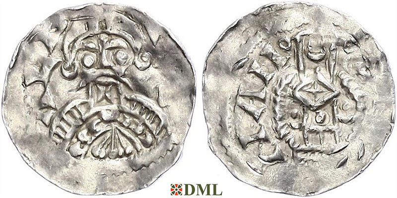 Денарий, Германия, Нижняя Лотарингия, Albert III (1063-1102), м.д. Dinant, Ilisch 2014, 30.14