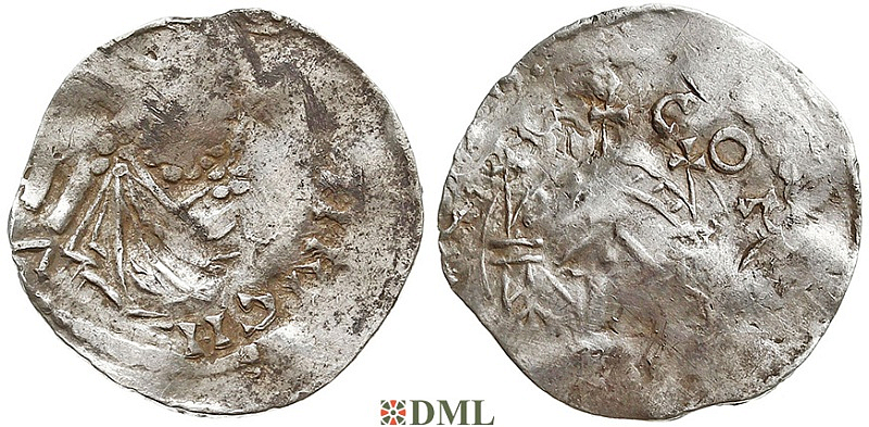 Денарий, Германия, Франкония, Heinrich II (1002-1024), м.д. Mainz, Dbg. 788
