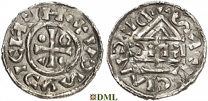 Денарий, Германия, Бавария, Heinrich IV (995-1002), м.д. Regensburg, монетарий EИC, Hahn 1976, 25c6