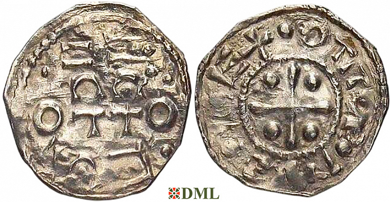 Денарий, Германия, Швабия, Otto I - Otto III (973-1002), м.д. Esslingen, Dbg. 1271