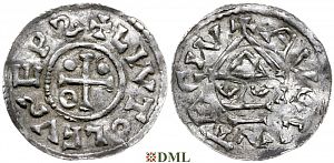 Денарий, Германия, Швабия, Liutolf (989-995), м.д. Augsburg, монетарий WI, Hahn 1976, 138a1.4