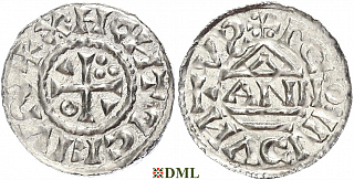 Денарий, Германия, Бавария, Heinrich II (1002-1024), м.д. Regensburg, монетарий ANNO, Hahn 1976, 27a3