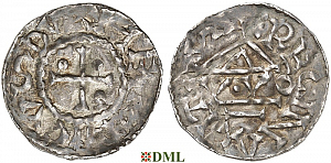 Денарий, Германия, Бавария, Heinrich I (948-955), м.д. Regensburg, монетарий V•VO, Hahn 1976, 10m3