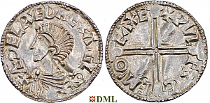 Денарий, Англия, Æthelred II (978-1016), м.д. Exeter, монетарий Wulfsige, North 774