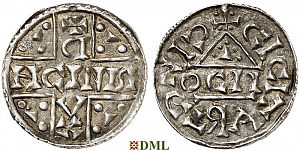 Денарий, Германия, Бавария, Heinrich V (1018-1023), м.д. Regensburg, монетарий OCII, Hahn 1976, 31f2