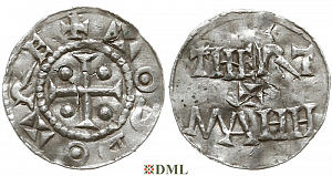 Денарий, Германия, Саксония, Otto III (983-1002), м.д. Dortmund, Dbg. 743