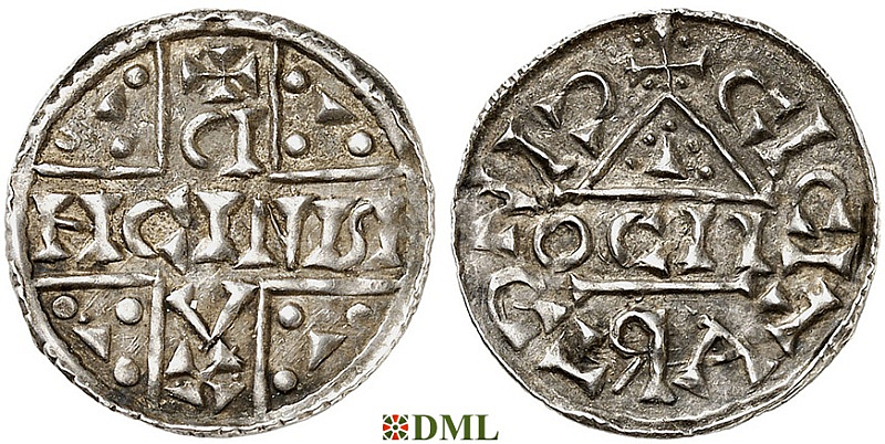 Денарий, Германия, Бавария, Heinrich V (1018-1023), м.д. Regensburg, монетарий OCII, Hahn 1976, 31f2