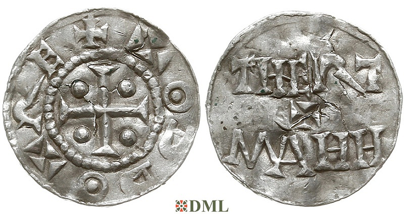 Денарий, Германия, Саксония, Otto III (983-1002), м.д. Dortmund, Dbg. 743