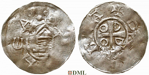 Денарий, Германия, Саксония, Нижняя Саксония , Otto III (983-1002), м.д. Goslar, type OAP