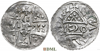 Денарий, Германия, Бавария, Heinrich V (1004-1026), м.д. Regensburg, монетарий OCI, Hahn 1976, 31f6