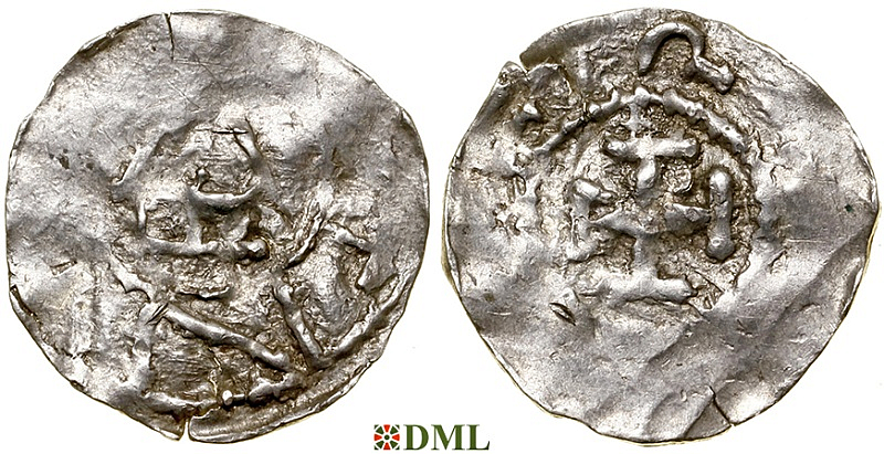 Денарий, Германия, Heinrich II (1002-1014)  или Otto III (996-1002), м.д. Konstanz, Dbg 1838