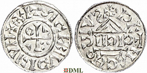 Денарий, Германия, Бавария, Heinrich II (1002-1024), м.д. Regensburg, монетарий CICII, Hahn 1976, 27b1