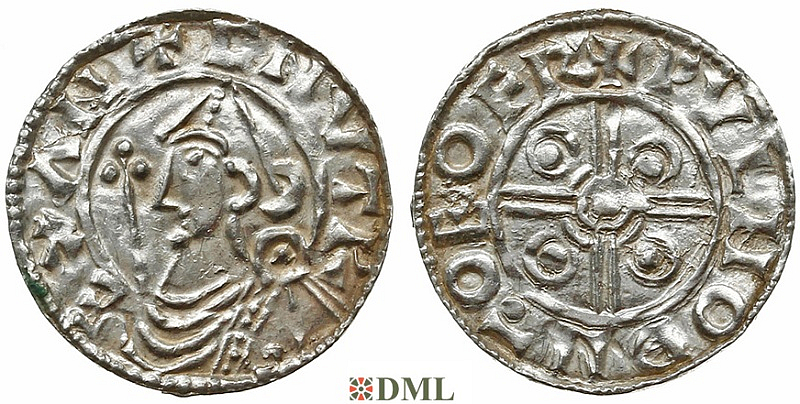 Денарий, Англия, Cnut  (1016-1035), м.д. York, монетарий Wulfnoth, North 787