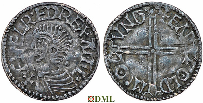 Денарий, Англия, Æthelred II (978-1016), м.д. London, монетарий Eadwold, North 774