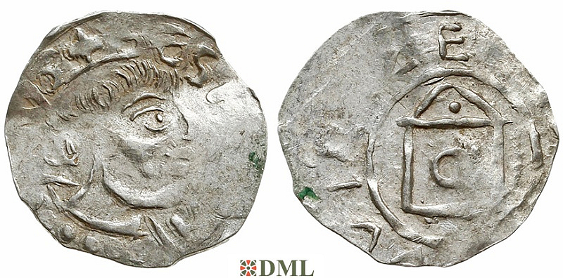 Денарий, Германия, Франкония, Meginhard I (1018-1034), м.д. Wurzburg, Dbg. 859