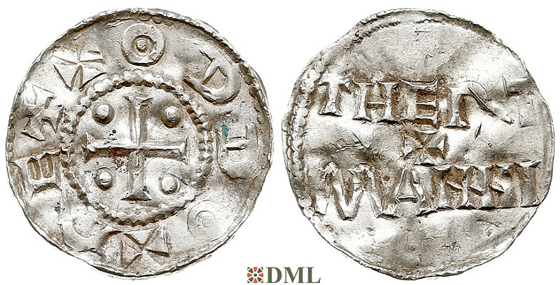 Денарий, Германия, Саксония, Otto III (983-1002), м.д. Dortmund, Dbg. 743