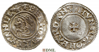 Денарий, Англия, Æthelred II (978-1016), м.д. Barnstaple, монетарий Huniga, North 777