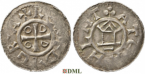Денарий, Германия, Саксония, Otto III (983-1002), м.д. Goslar, type OAP