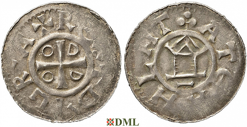 Денарий, Германия, Саксония, Otto III (983-1002), м.д. Goslar, type OAP