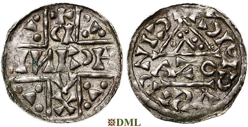 Денарий, Германия, Бавария, Heinrich V (1018-1023), м.д. Regensburg, монетарий AZO, Hahn 1976, 31b1.3